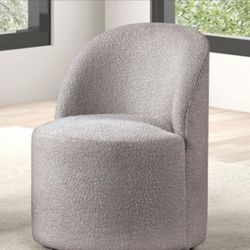 4 Swivel Dining Chairs - Grey Boucle Fabric