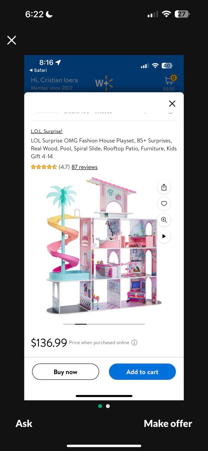 lol Dollhouse Like New (Christmas/thanksgiving Offer)