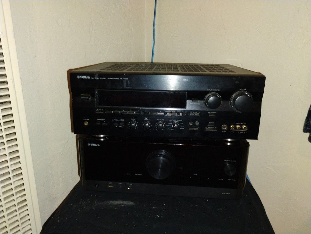 2 Yamaha Receivers And4 Dayton Audio Tower Speakers 