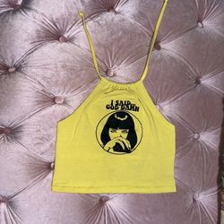 “Boy Bye” Yellow Halter Crop Top Size Small/XS