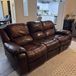 Brown Leather Recliner Sofa