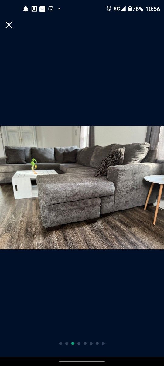 Three Pieces Sectional With Reversible Chaise. I Got At $850 But Unfortunately Won't Fit Into My Apartment. Presently In Lawrenceville.
