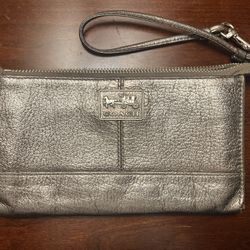 Silver Coach Wristlet