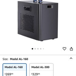 42 Gallon 1/10HP Aquarium Chiller - Energy Efficient Fish Tank Water Chiller for Axolotl, Freshwater & Saltwater Tanks, Quiet & Durable, Model AL-160