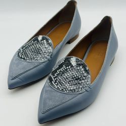 M. Gemi Stellato Anello Gray Leather Suede Flats Size 6 US (36 1/2 Euro)