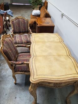 Maitland Smith library desk with two chairs