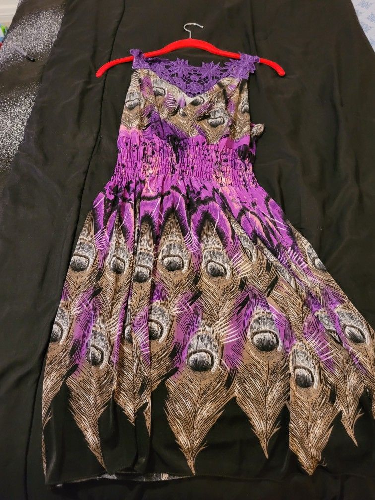 Purple Multi-color Dress Size L