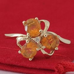 ❤️10k Size 8 Beautiful Solid Yellow Gold Citrine and Diamond Ring!/ Anillo de Oro con Citrinos y Diamante! 👌🎁Post Tags: 10k 14k