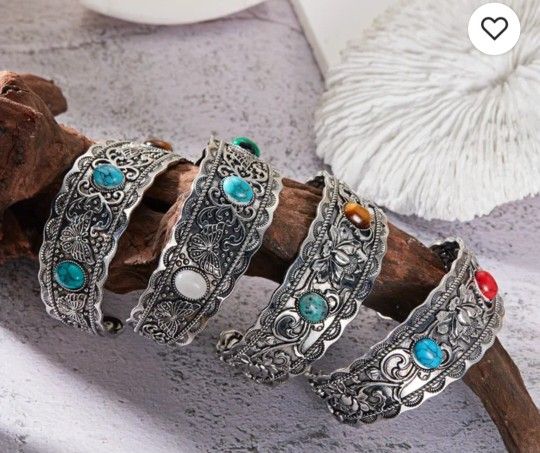 Vintage Natural Stone Feather Bangle Bracelet Each $10