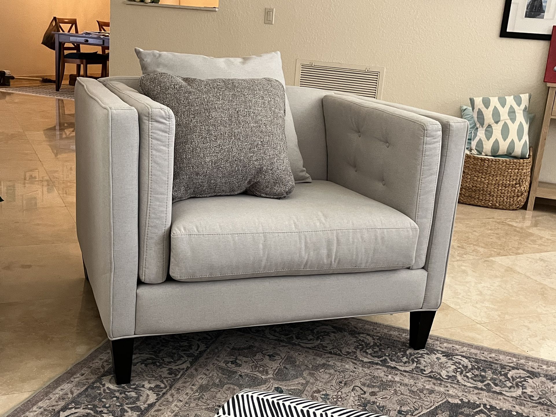 Large Fabric Grey Armchair