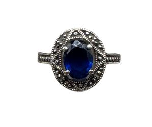 Sterling Silver Ring With Blue  Sapphire 