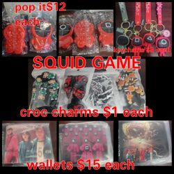 NEW SQUID GAME CROC CHARMS KEY CHAIN WALLETS