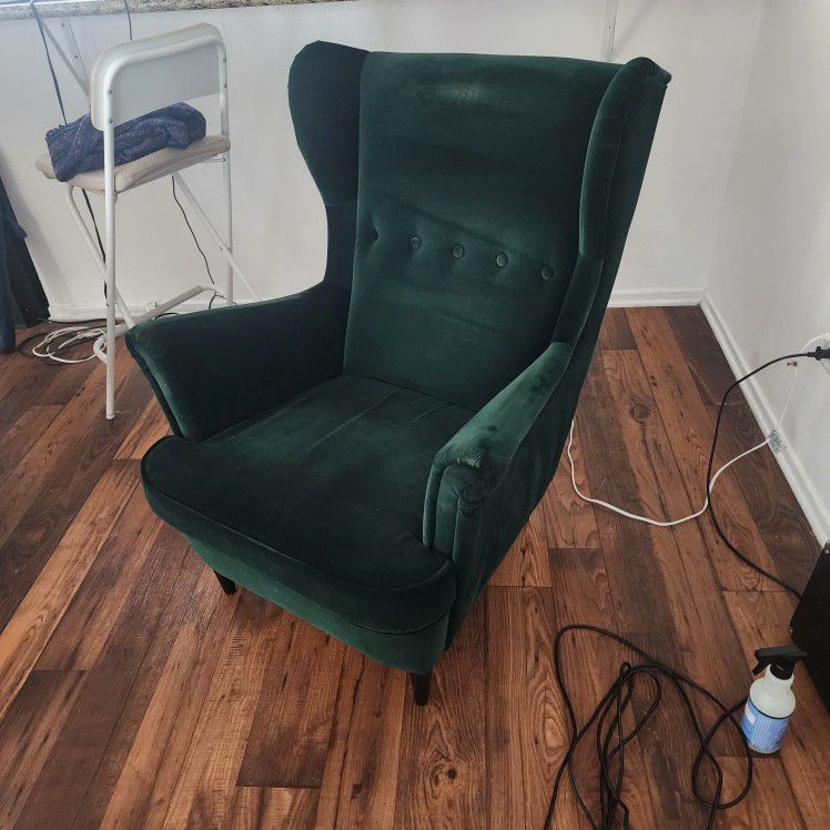  Green Velvet Chair W Ottoman
