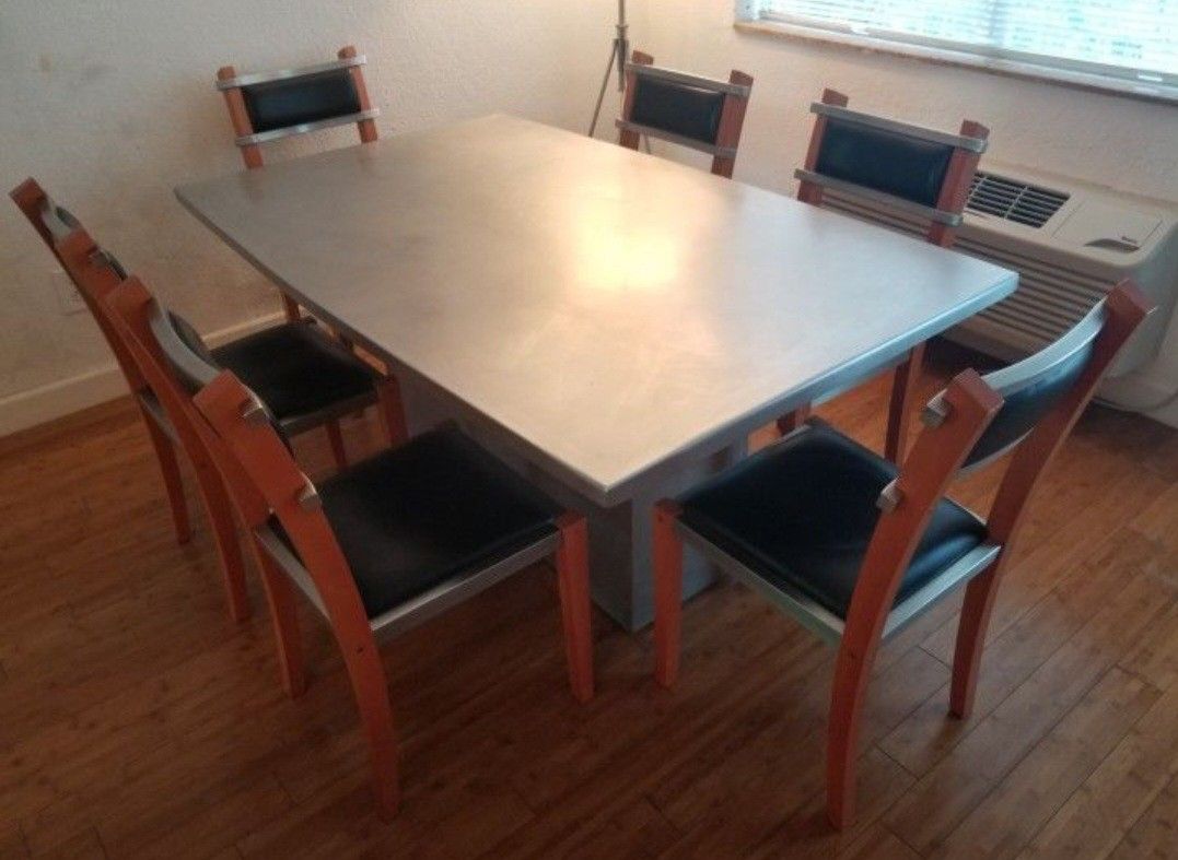 Table w/ 6 Heavy-Duty Chairs – Industrial Look