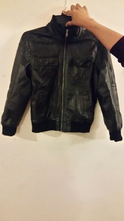 Blk. Leather jacket size Lg. 10-12