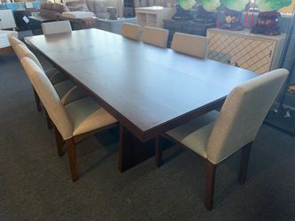 Dark Wood Dining Table with 8 Chairs,$1100