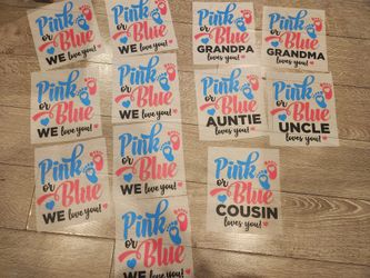 Gender Reveal Iron on Transfers for T-Shirts