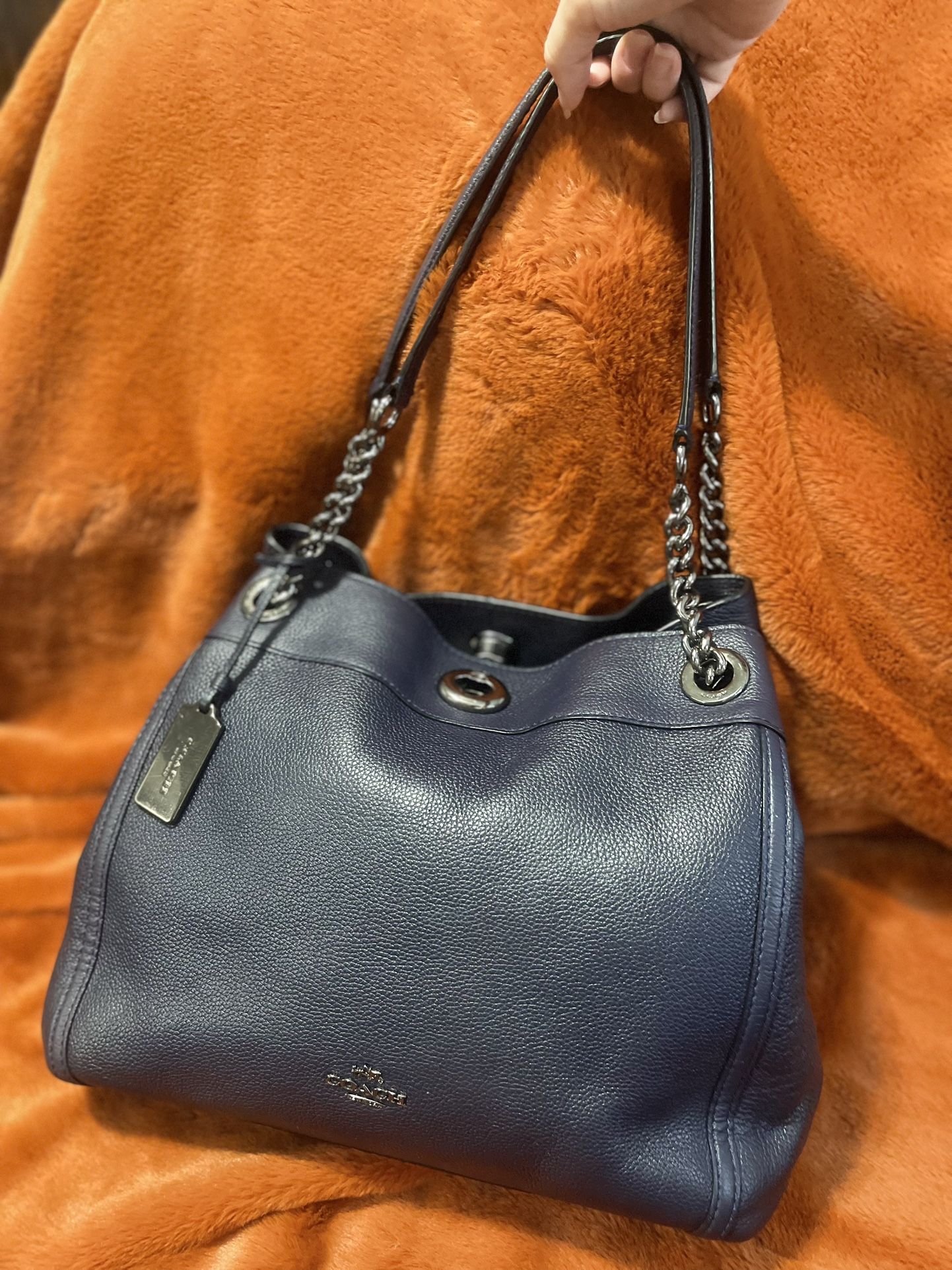 Coach Pebbled Leather Edie Turnlock Should Bag