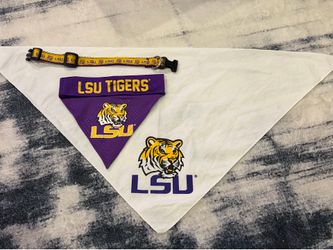White LSU Tigers Pet Bandanas & Collar