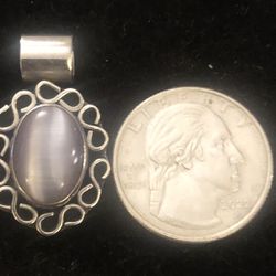 Beautiful Vintage Sterling Silver And Cats Eye-Moonstone? Pendant 