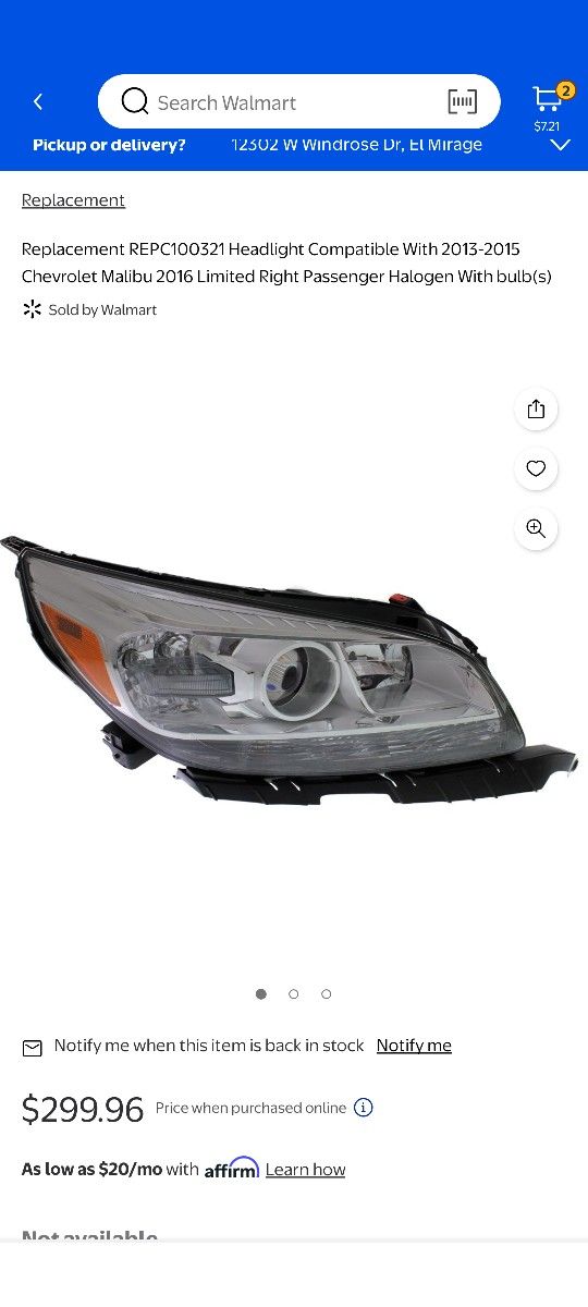 Headlight 13-15 Malibu