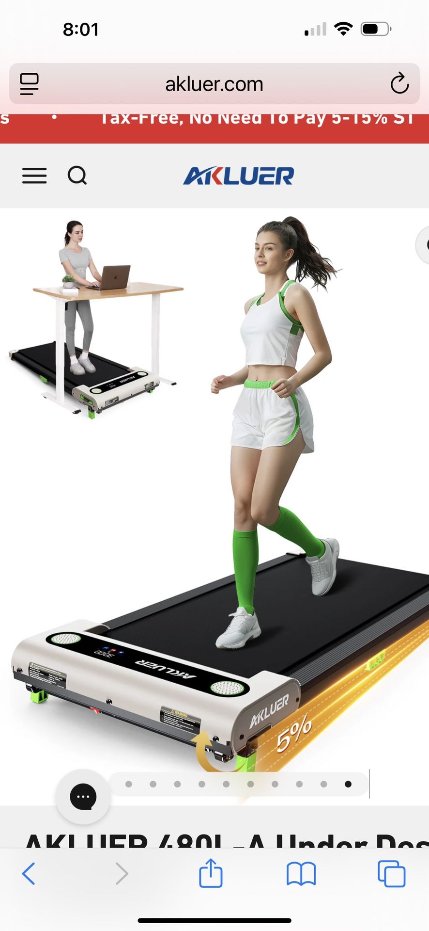 AKLUER TREADMILL 480 L-A Under desk model