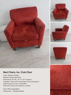 Best Chairs Club Chair – Velvet Accent Chair – $125 Negotiable