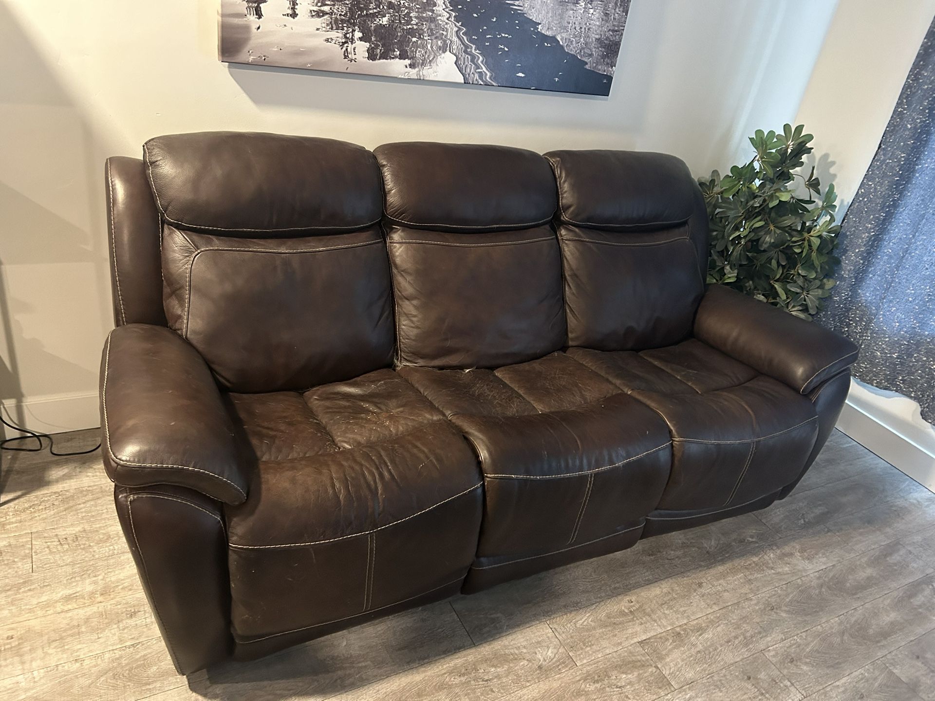 Leather Power Reclining Sofa 