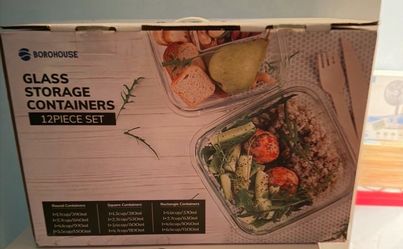 BOROHOUSE Glass Storage Containers 12 Piece Set