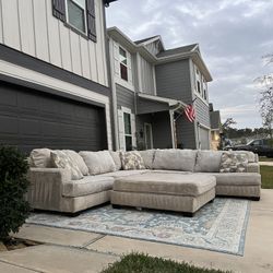 *FREE DELIVERY* Rawcliffe Beige 3-Piece Sectional with Ottoman