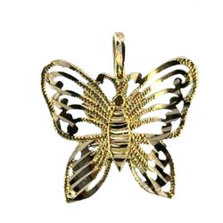Woman’s Ladies 10k Yellow Gold 1” Inch Butterfly Charm Pendant For Necklace GP3125523