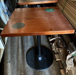 7 tables.. 20 chairs .. Square Wood Top Pedestal Dining Table