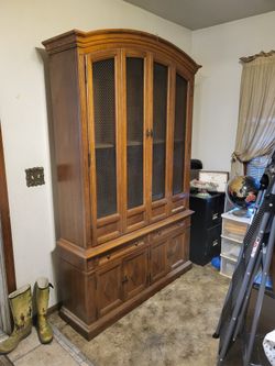 Solid Pecan China Cabinet