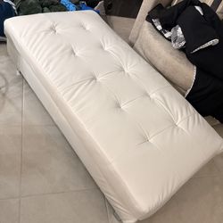 White Leather Ottoman