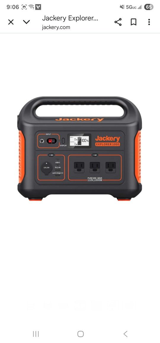 JACKERY EXPLORER 1000 ELECTRIC BATTERY GENERATOR 