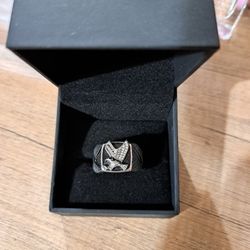 Mens Black Onyx Eagle Ring