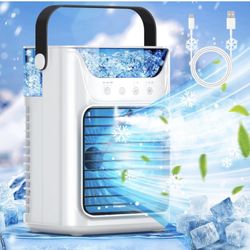 Portable Air Conditioners, Quiet Evaporative Air Cooler with 3 Speeds, 7 Colors Night Light Cooling Fan for Personal Space, Lightweight Portable Mini 