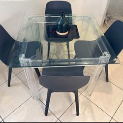 36” X36” Glass Top On Lucite Base (Dining Table🔥🔥 NO CHAIRS🔥)