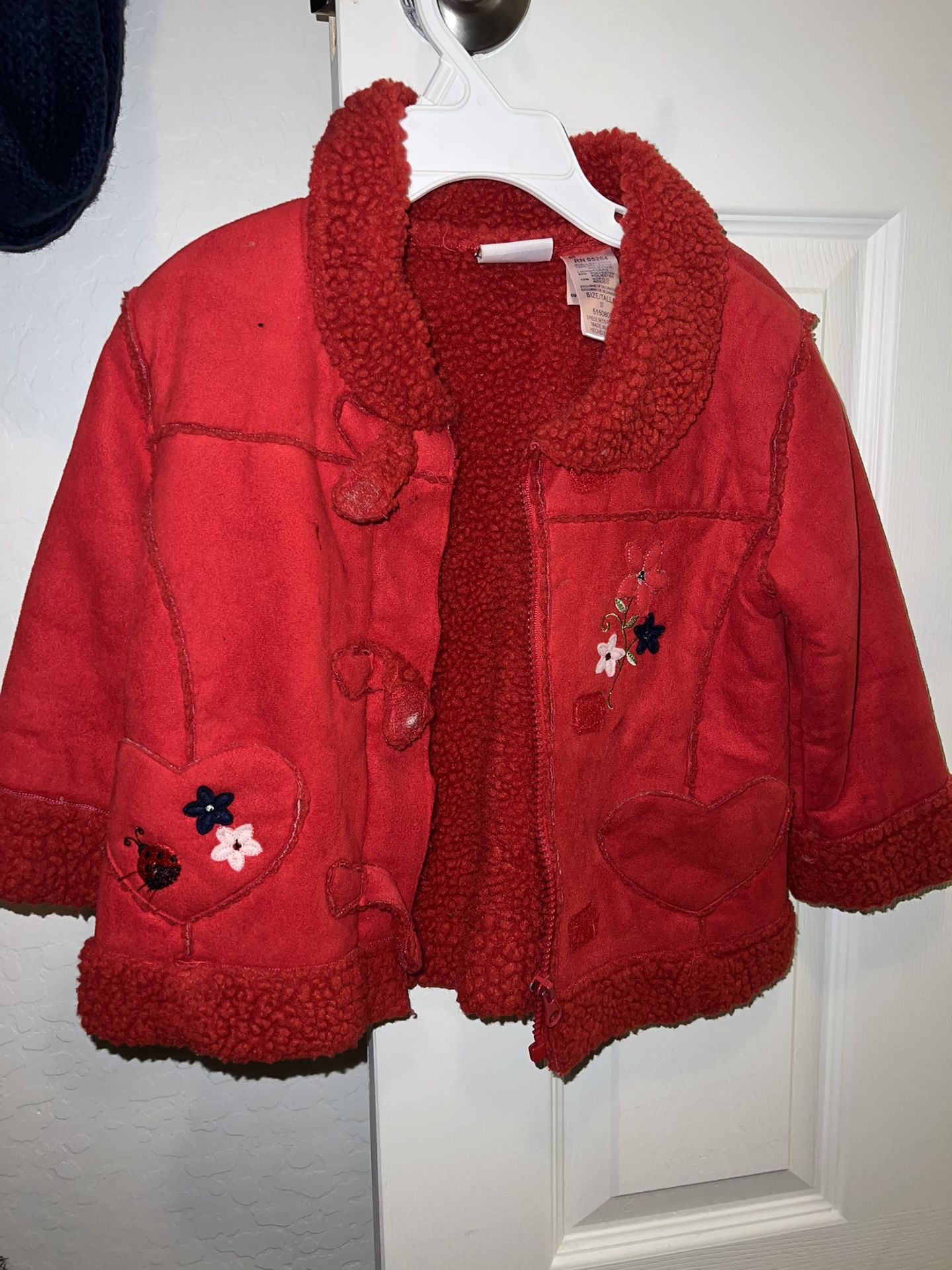 Girls Size 3 Red Fleece Coat