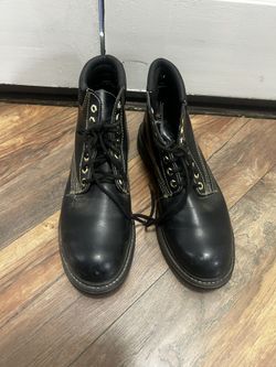 Ramrods Steel Toe Work Boots Black Leather Safety Mens Shoes Size 12