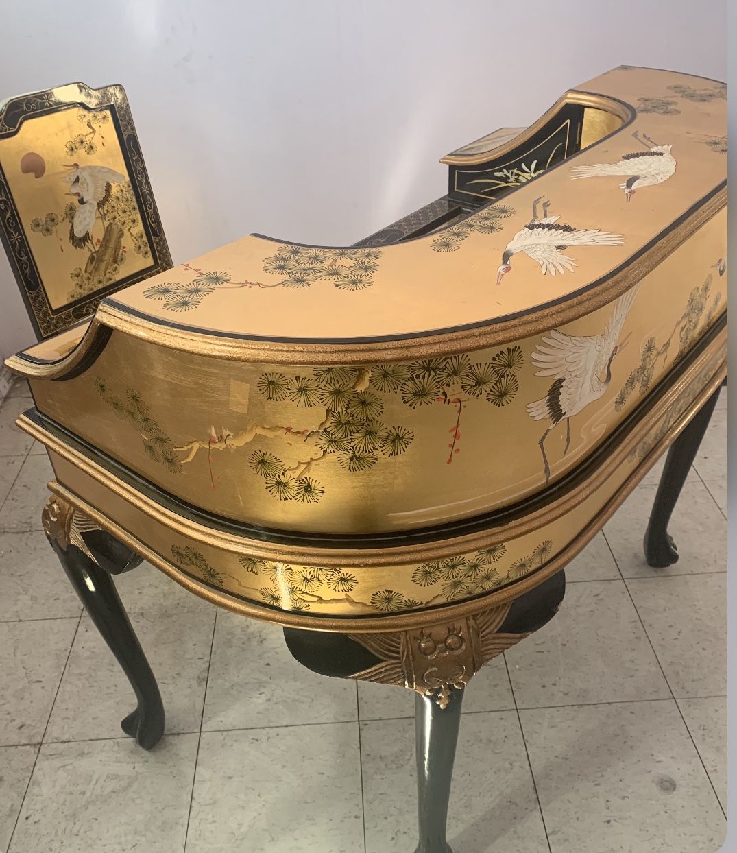 Gold Leaf Gilded Applique Chinoiserie Carlton House Writing Desk