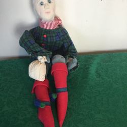 Handmade stuffed Mr. Stuffed Sandman Doll Detailed 24” Felt Cloth Face Boots Vintage 