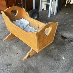 Reduced $35 Cute solid wood babydoll cradle