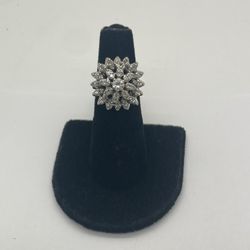 LADIES DIAMOND RING 14KT WHITE GOLD, 8.4 GRAMS, 5” SIZE, 1.21ctw NATURAL DIAMONDS 