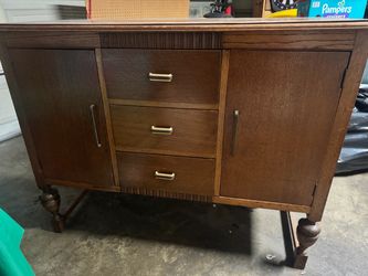 Vintage Wood Sideboard Buffet Cabinet