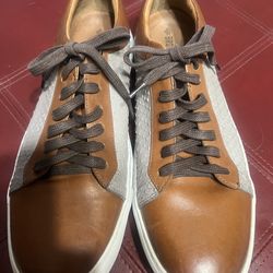 Brothers United Two Tone Casual Brown Shoes, Mens Size 12 M, Leather Sneakers
