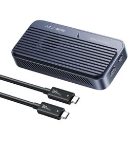 ACASIS 80Gbps M.2 NVMe SSD Enclosure 60W PD Charge, TB5/USB4 V2 Compatible Intelligent Cooling Fan, Advanced Dual-Chip for Mac/PC, Video Editing, Gami