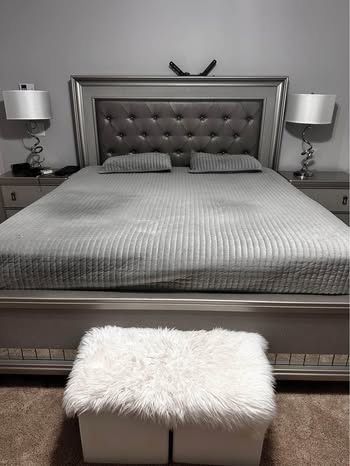BEAUTIFUL SILVER Calefornia KING SIZE BED (Mattress Not Included) AND CHEST
