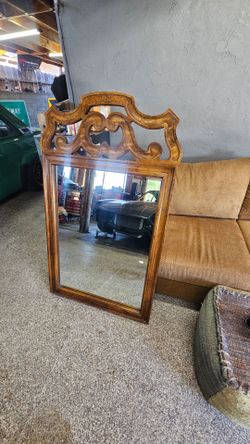 Thomasville Oak vintage mirror mcm