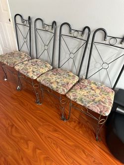 Set of 4 Wrought Iron Dining Chairs